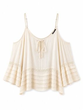 American Eagle Outfitters Cream Cold-Shoulder Tie-Front Camisole Top XL